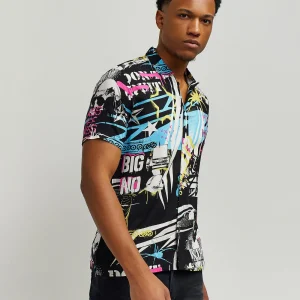 Clearance Don't Quit Allover Print Short Sleeve Shirt Button Downs
