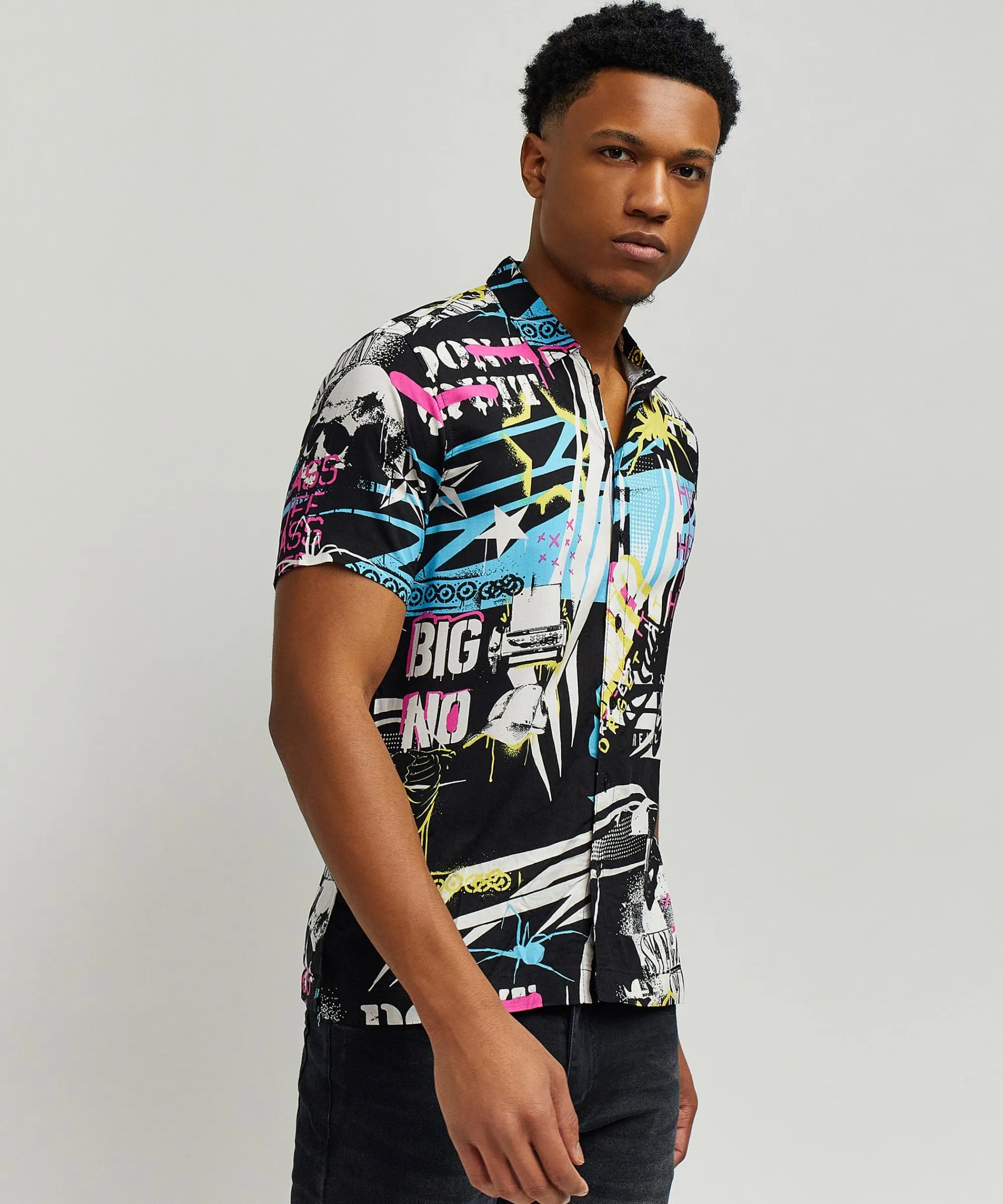 dont_quit_allover_print_short_sleeve_shirt_4.webp Clearance Don't Quit Allover Print Short Sleeve Shirt Button Downs