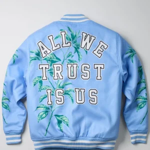 Cheap Dove Wool Varsity Jacket - Light Blue Varsity Jackets