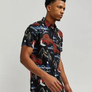 Clearance Eruption Allover Print Short Sleeve Shirt Button Downs