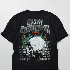 Cheap Faded Memories Tour Oversized Short Sleeve Tee - Black Oversized Tees | Graphic Tees