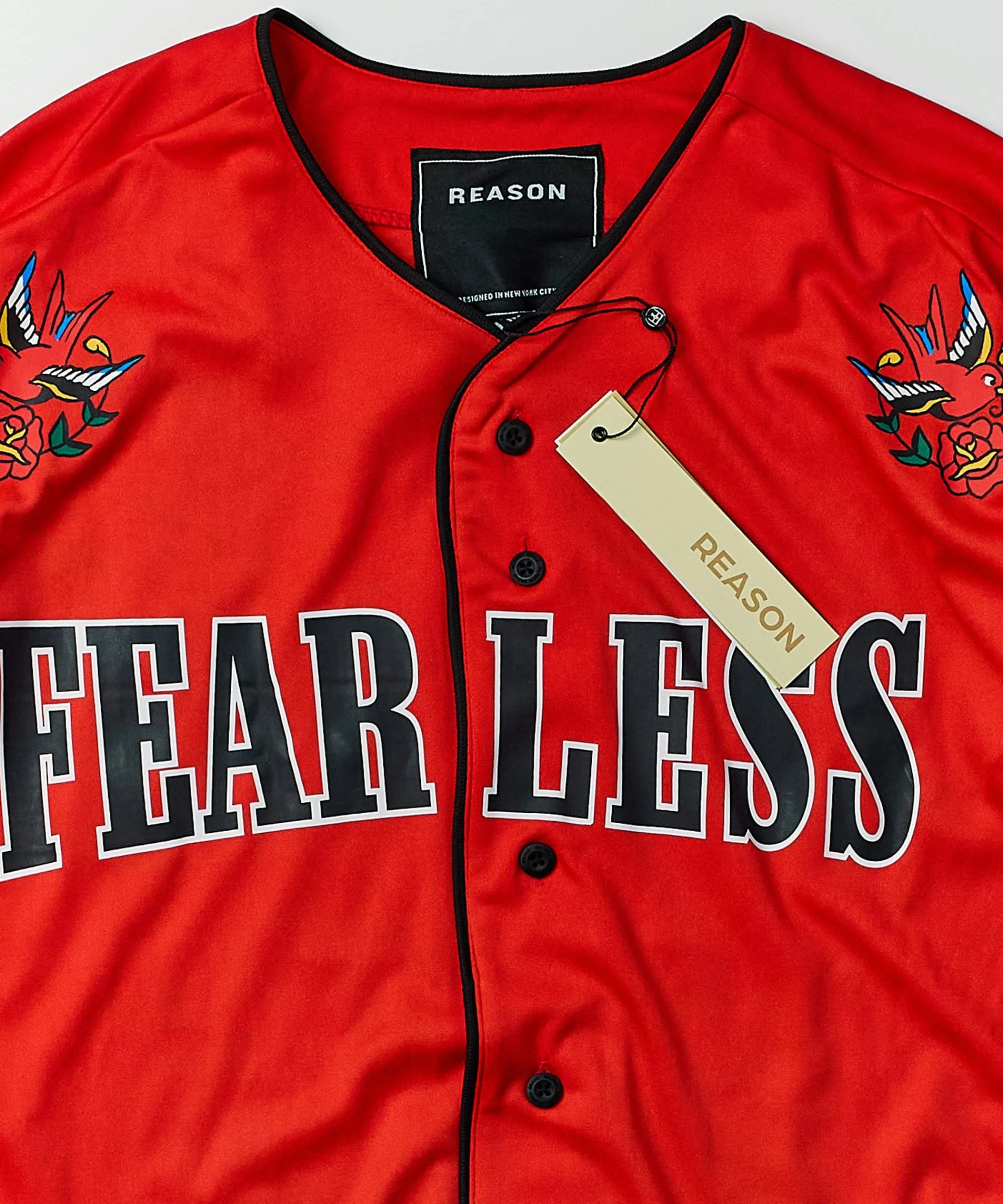 fearless_baseball_jersey__red_2.webp Sale Fearless Baseball Jersey - Red Jerseys | Graphic Tees
