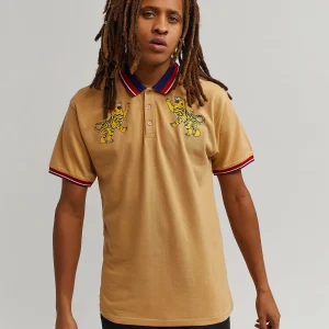 Store Fearless Tiger Embroidered Polo Shirt - Khaki Graphic Tees | Polos