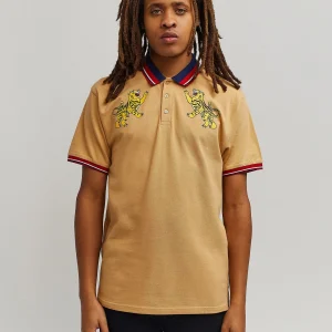 Store Fearless Tiger Embroidered Polo Shirt - Khaki Graphic Tees | Polos