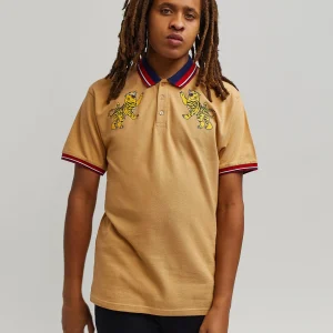 Store Fearless Tiger Embroidered Polo Shirt - Khaki Graphic Tees | Polos