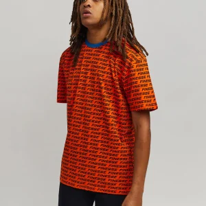 Outlet Finesse Allover Print Short Sleeve Tee - Orange Graphic Tees