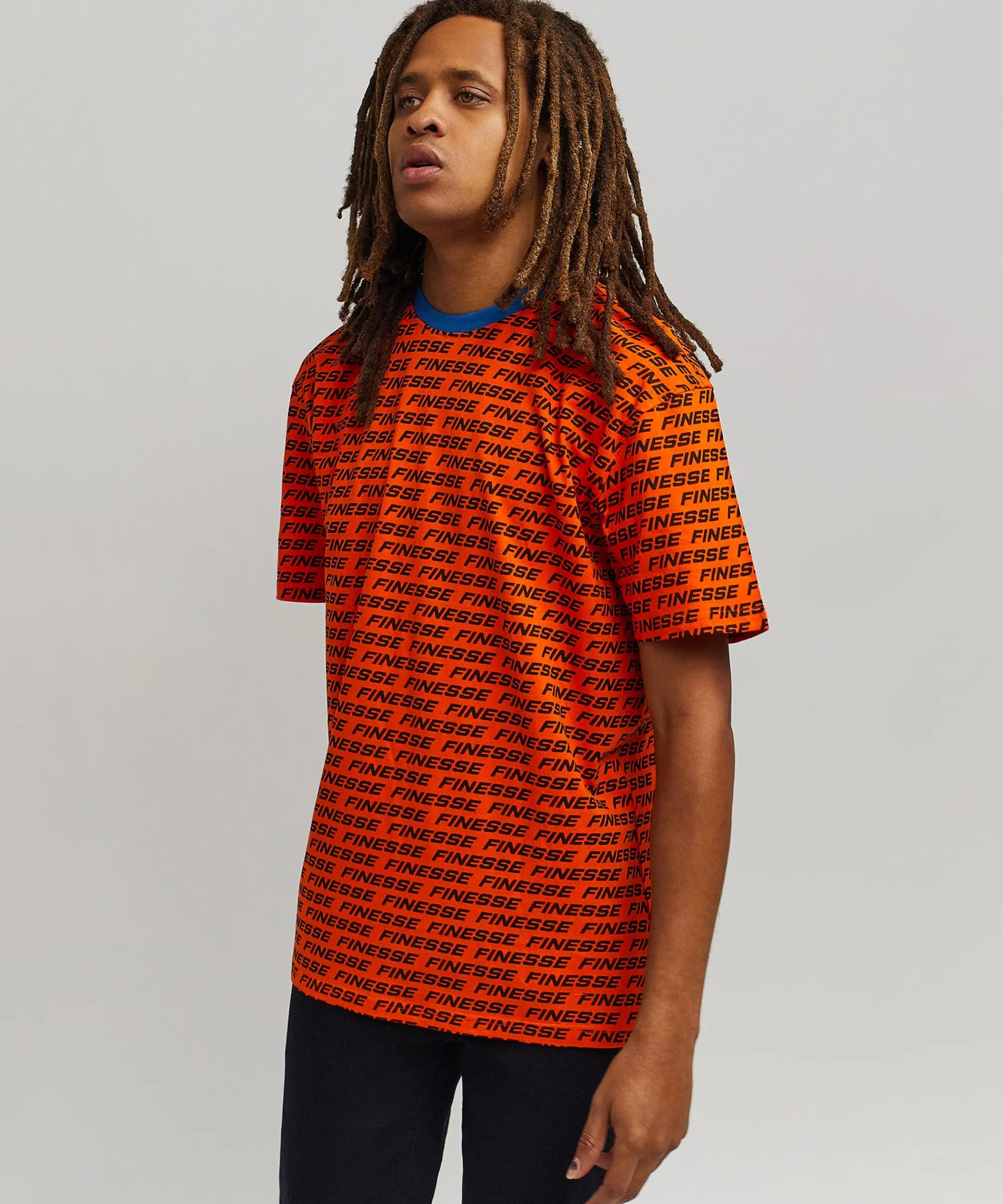 finesse_allover_print_short_sleeve_tee__orange_3.webp Outlet Finesse Allover Print Short Sleeve Tee - Orange Graphic Tees