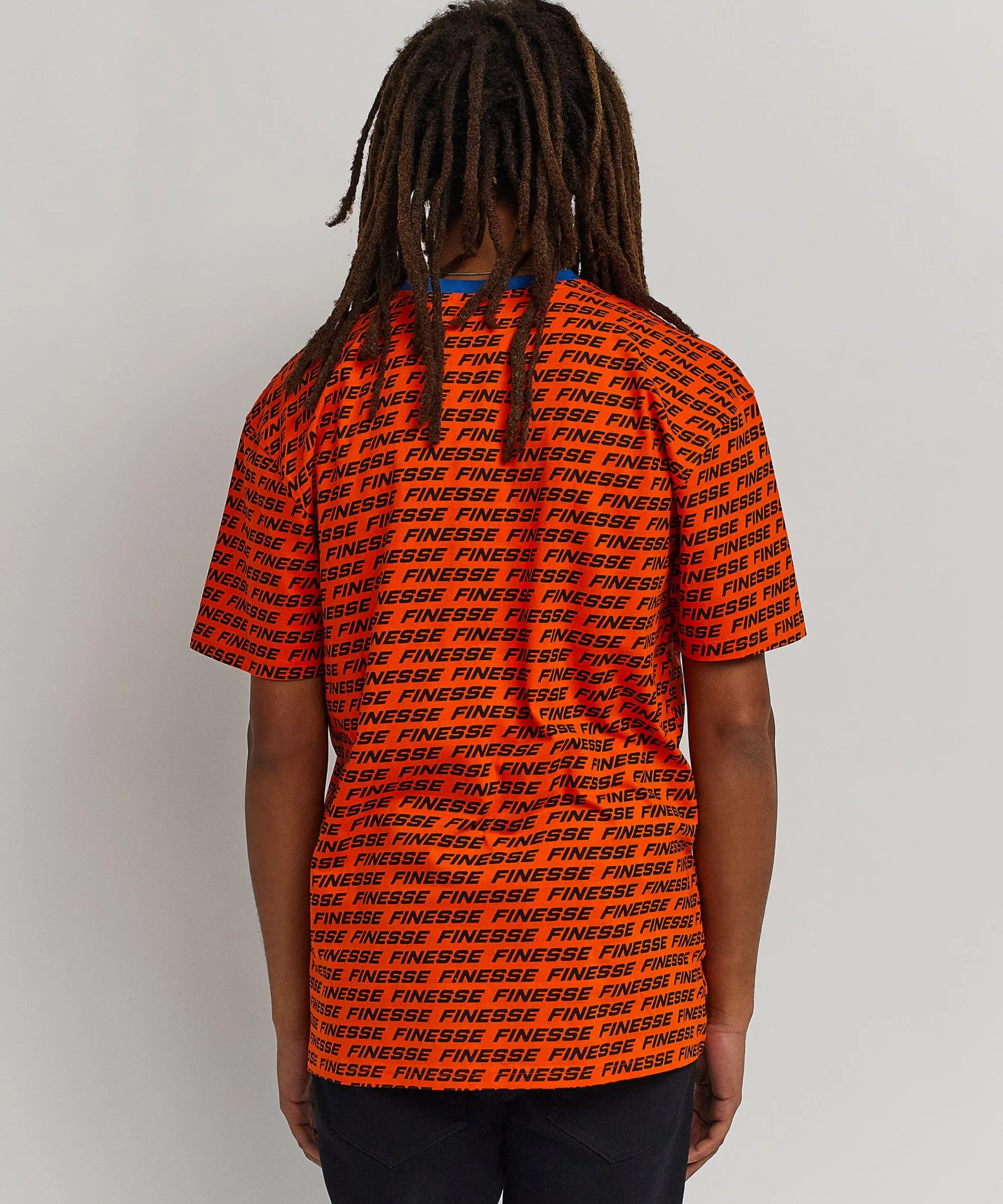 finesse_allover_print_short_sleeve_tee__orange_5.webp Outlet Finesse Allover Print Short Sleeve Tee - Orange Graphic Tees