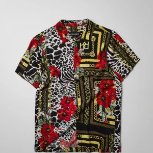Clearance Floral & Chains Short Sleeve Woven Shirt Button Downs