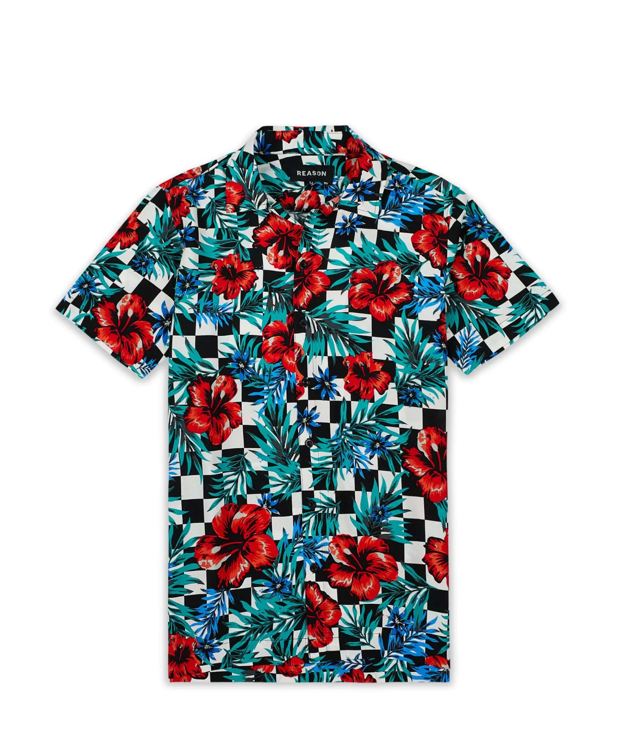 floral_check_print_short_sleeve_shirt_1.webp Clearance Floral Check Print Short Sleeve Shirt Button Downs