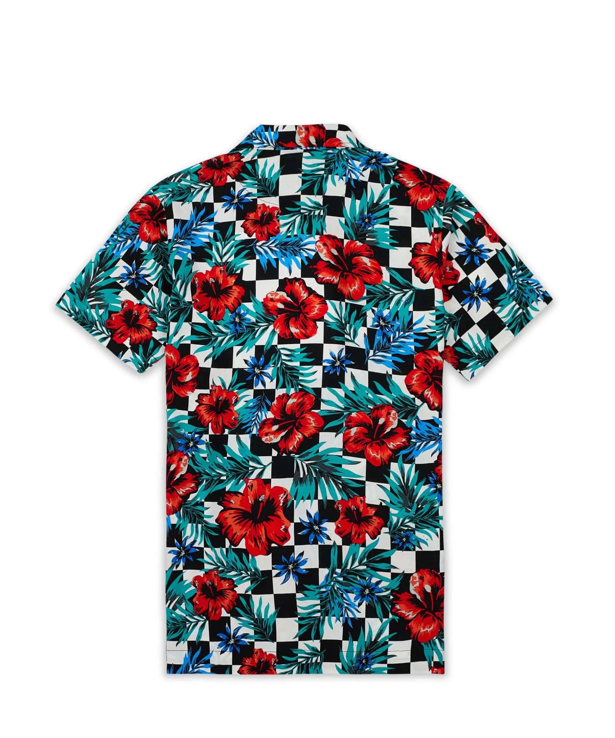floral_check_print_short_sleeve_shirt_2.webp Clearance Floral Check Print Short Sleeve Shirt Button Downs