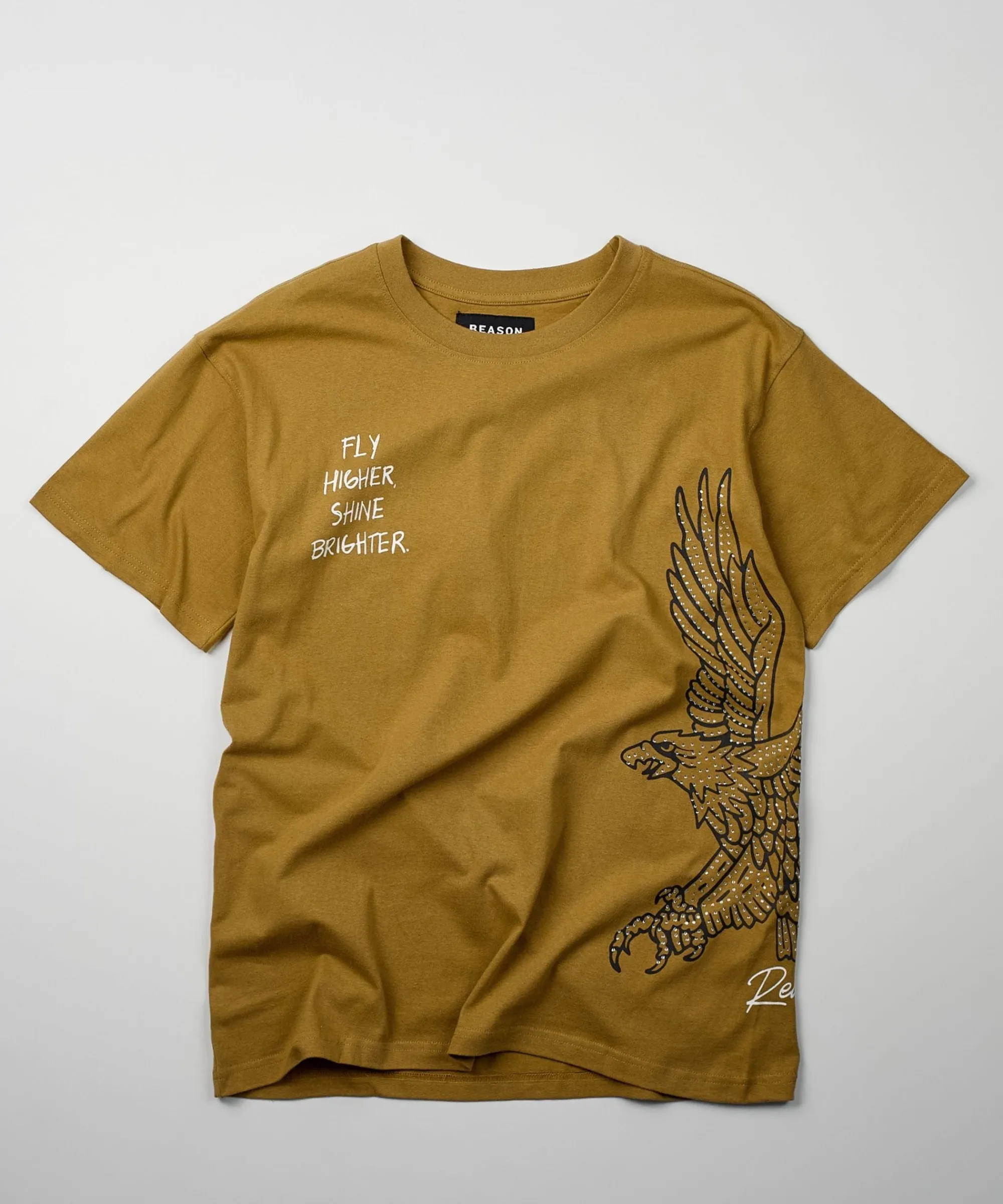 fly_higher_rhinestone_short_sleeve_tee__olive_green_0.webp Flash Sale Fly Higher Rhinestone Short Sleeve Tee - Olive Green Graphic Tees