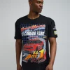 Clearance Foreign Racing Speed Short Sleeve Graphic Print Tee - Black Graphic Tees