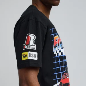 Clearance Foreign Racing Speed Short Sleeve Graphic Print Tee - Black Graphic Tees