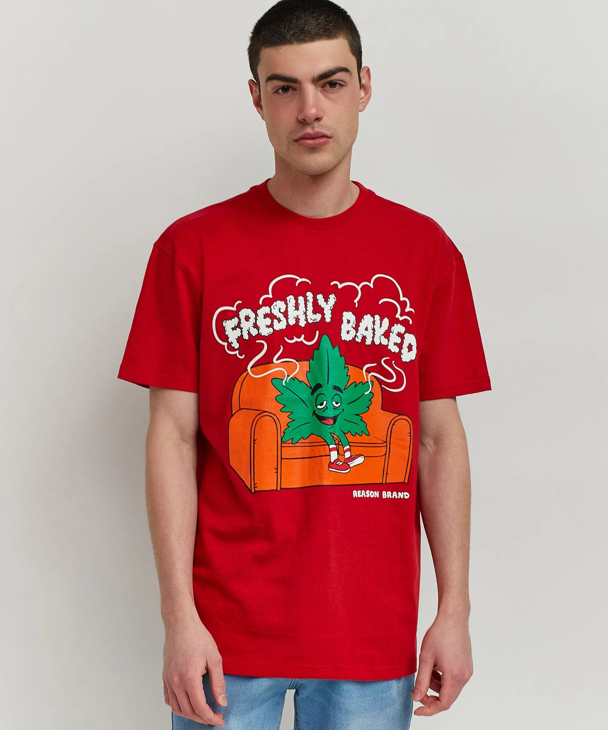 freshly_baked_short_sleeve_graphic_print_tee__red_0.webp Best Freshly Baked Short Sleeve Graphic Print Tee - Red Graphic Tees