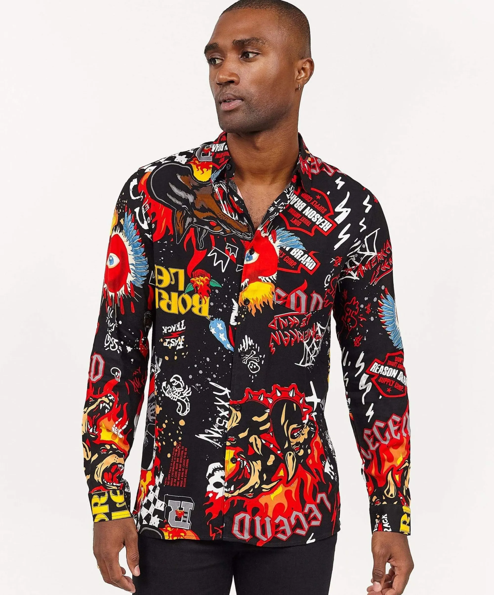 fury_graffiti_allover_print_long_sleeve_shirt_0.webp Hot Fury Graffiti Allover Print Long Sleeve Shirt Button Downs