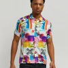 Clearance Geo Shape Allover Print Short Sleeve Shirt Button Downs