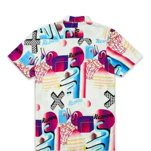 Clearance Geo Shape Allover Print Short Sleeve Shirt Button Downs