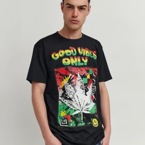 Flash Sale Good Vibes Only Short Sleeve Tee - Black Graphic Tees