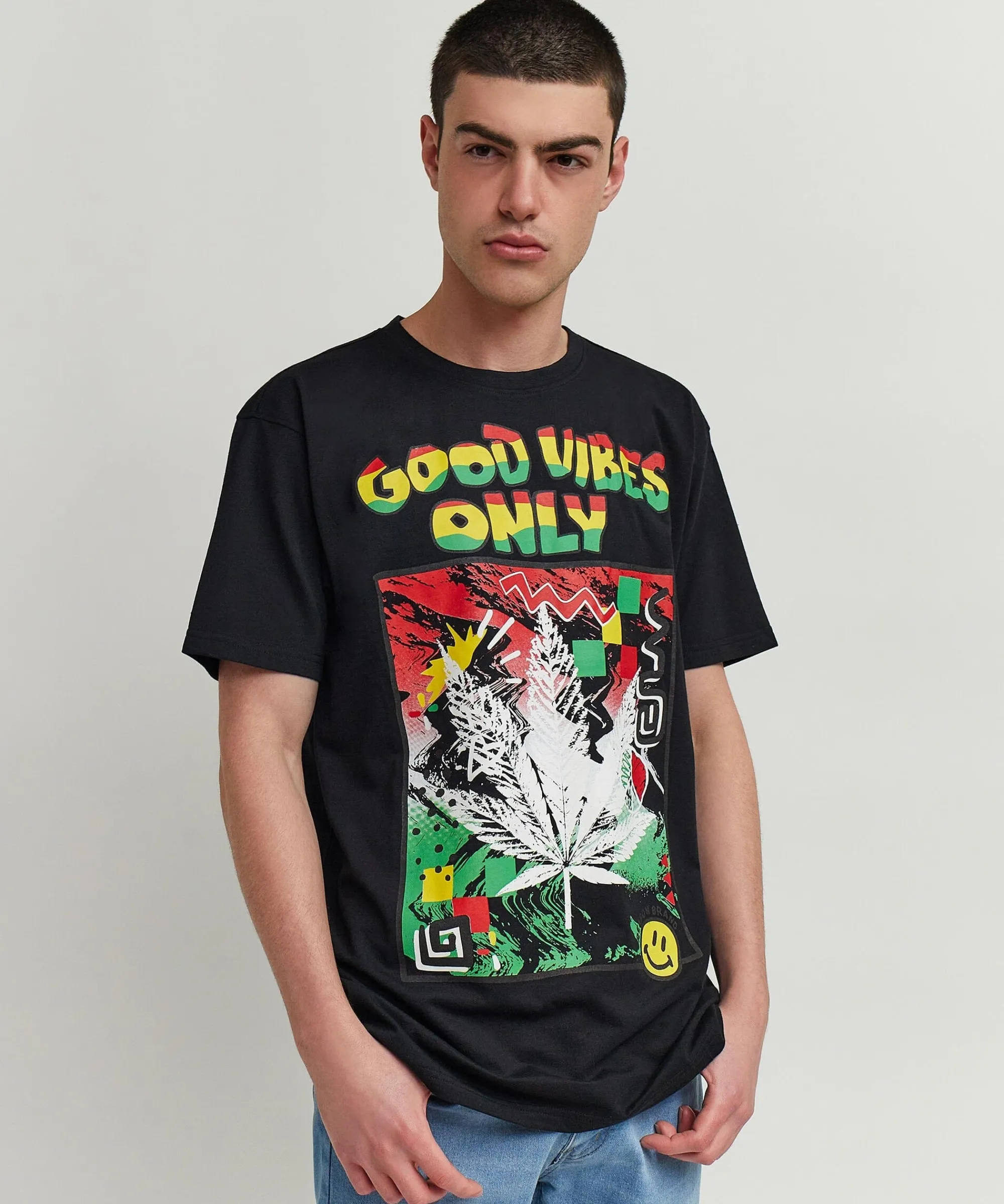 good_vibes_only_short_sleeve_tee__black_2.webp Flash Sale Good Vibes Only Short Sleeve Tee - Black Graphic Tees