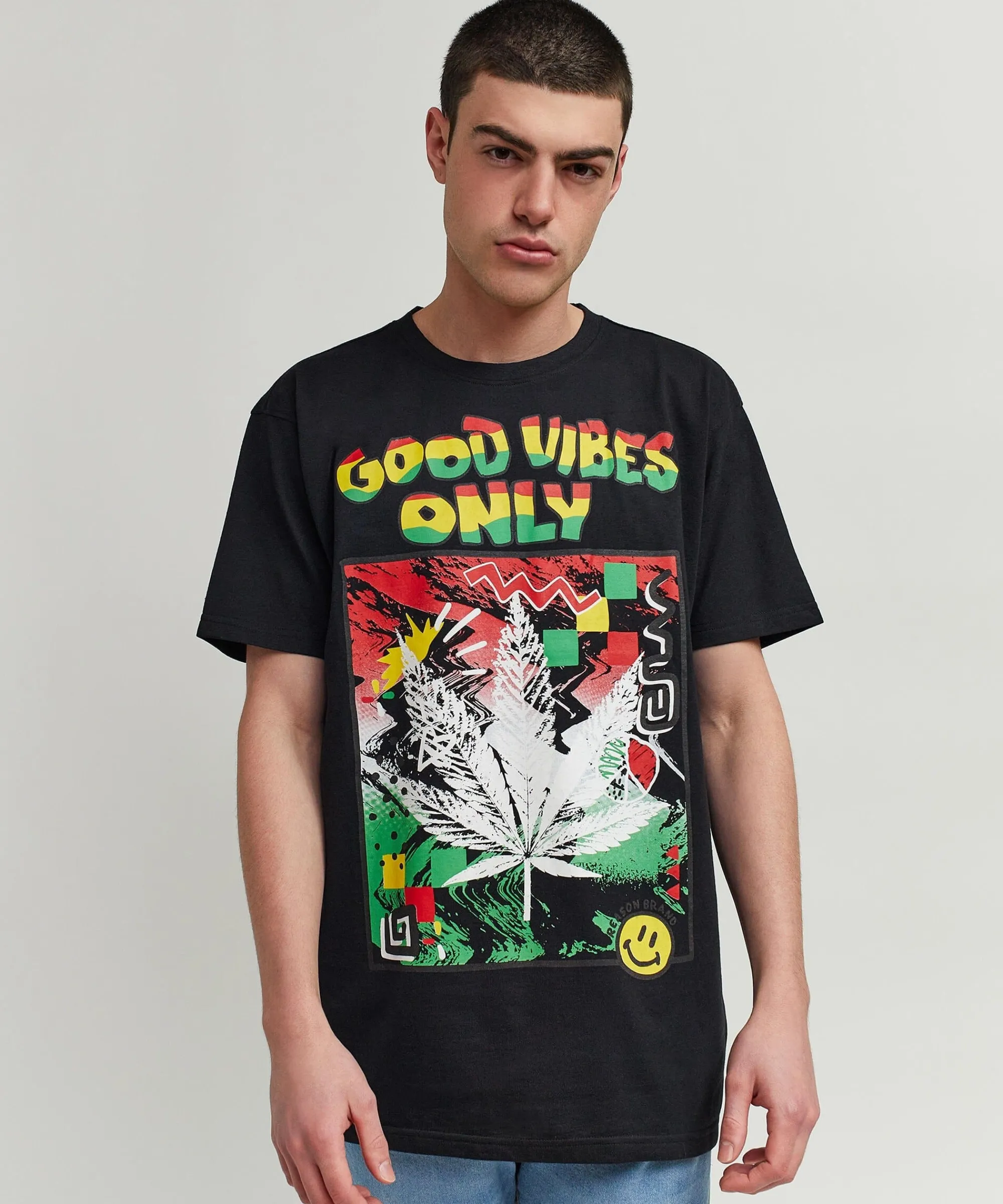 good_vibes_only_short_sleeve_tee__black_3.webp Flash Sale Good Vibes Only Short Sleeve Tee - Black Graphic Tees