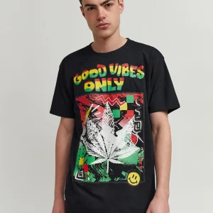 Flash Sale Good Vibes Only Short Sleeve Tee - Black Graphic Tees