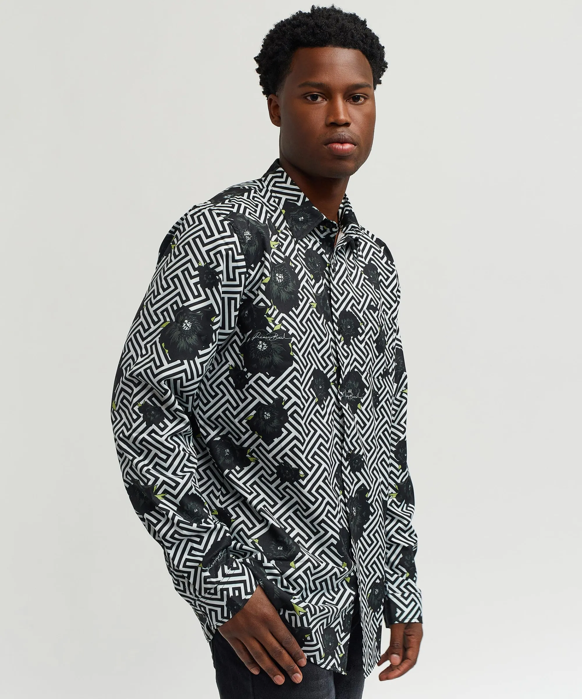 harwood_allover_print_viscose_long_sleeve_woven_shirt_0.webp Best Sale Harwood Allover Print Viscose Long Sleeve Woven Shirt Button Downs