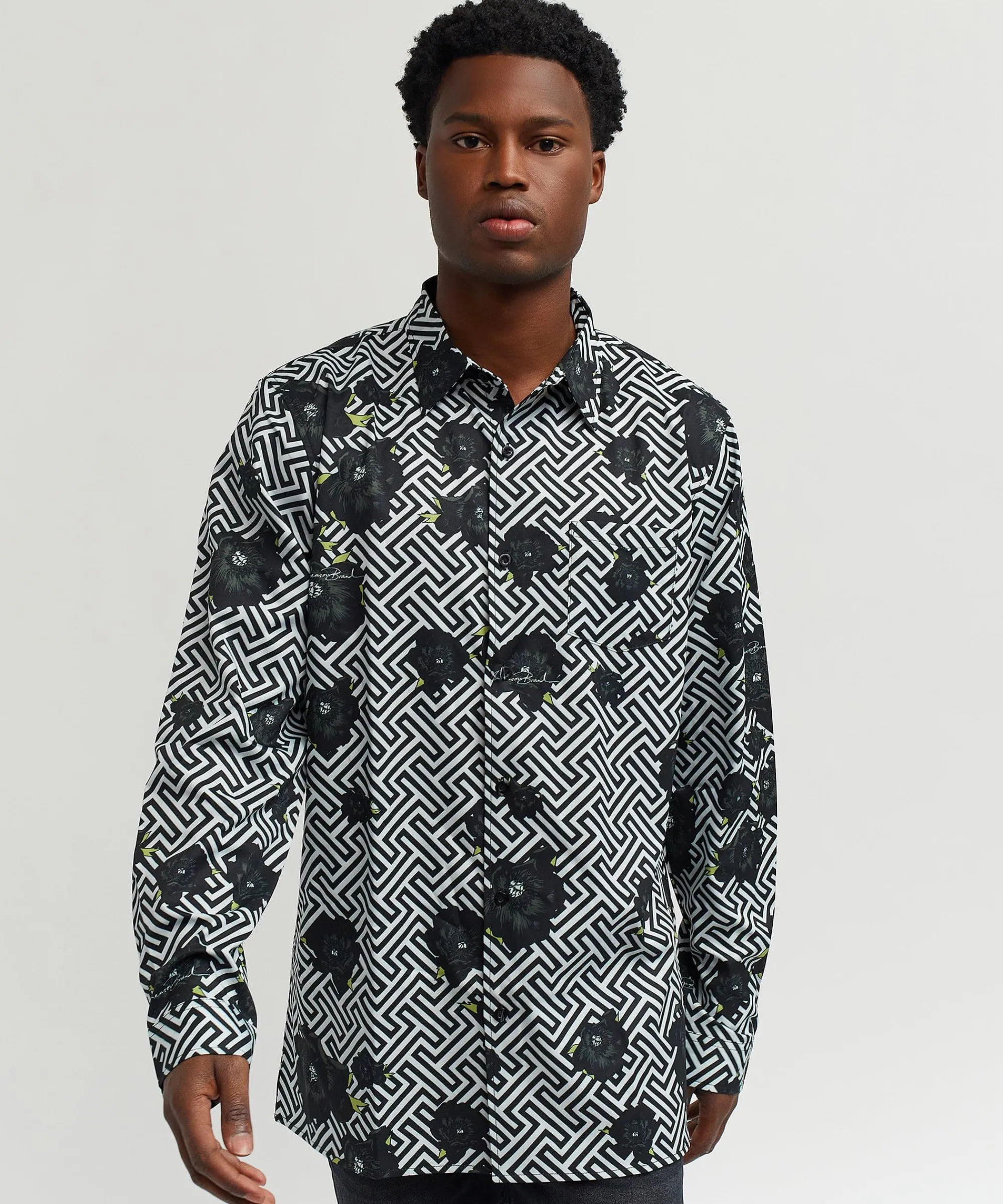 harwood_allover_print_viscose_long_sleeve_woven_shirt_4.webp Best Sale Harwood Allover Print Viscose Long Sleeve Woven Shirt Button Downs