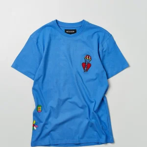 Online Heart Broken Short Sleeve Tee - Blue Graphic Tees