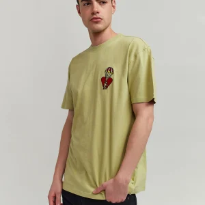 Hot Heart Broken Short Sleeve Tee - Olive Green Graphic Tees