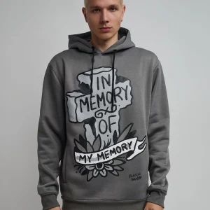 Flash Sale In Memory Of Graphic Print Hoodie - Grey Hoodies | Hoodies