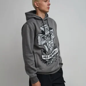 Flash Sale In Memory Of Graphic Print Hoodie - Grey Hoodies | Hoodies