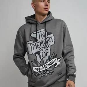 Flash Sale In Memory Of Graphic Print Hoodie - Grey Hoodies | Hoodies