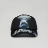 Outlet Jaws Print Trucker Hat - Black Hats