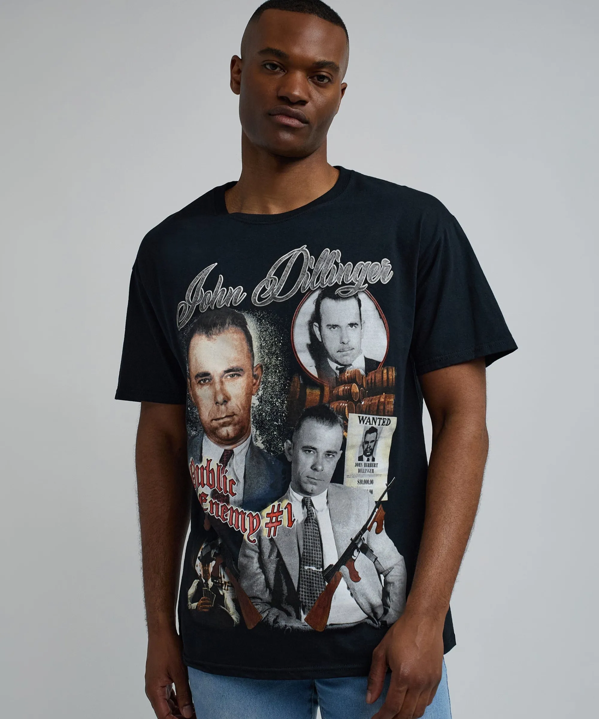 john_dillinger_vintage_short_sleeve_tee__black_1.webp Shop John Dillinger Vintage Short Sleeve Tee - Black Graphic Tees
