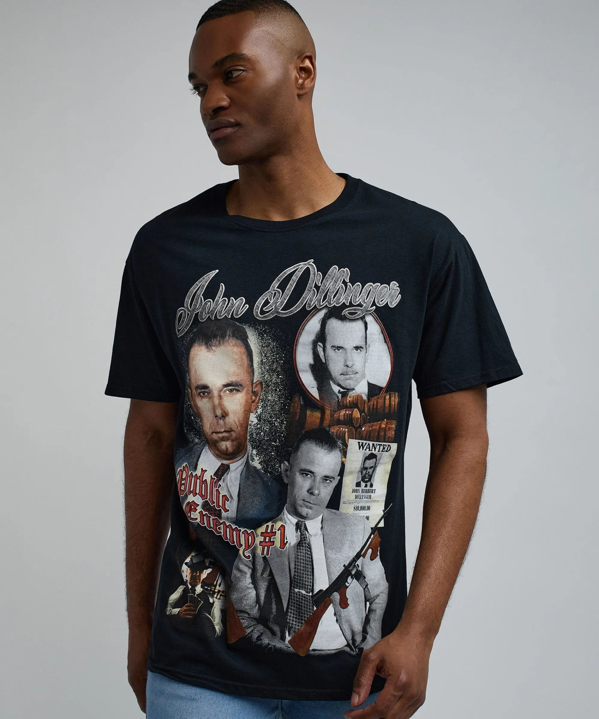 john_dillinger_vintage_short_sleeve_tee__black_2.webp Shop John Dillinger Vintage Short Sleeve Tee - Black Graphic Tees