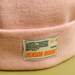 Outlet Jonah Ribbed Knit Basic Beanie With Label - Light Pink Hats | Beanies