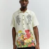 Discount Kamikaze Linen Texture Button Down Short Sleeve Shirt - Tan Button Downs