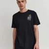 Hot Kamikaze Short Sleeve Graphic Print Embroidered Tee - Black Graphic Tees