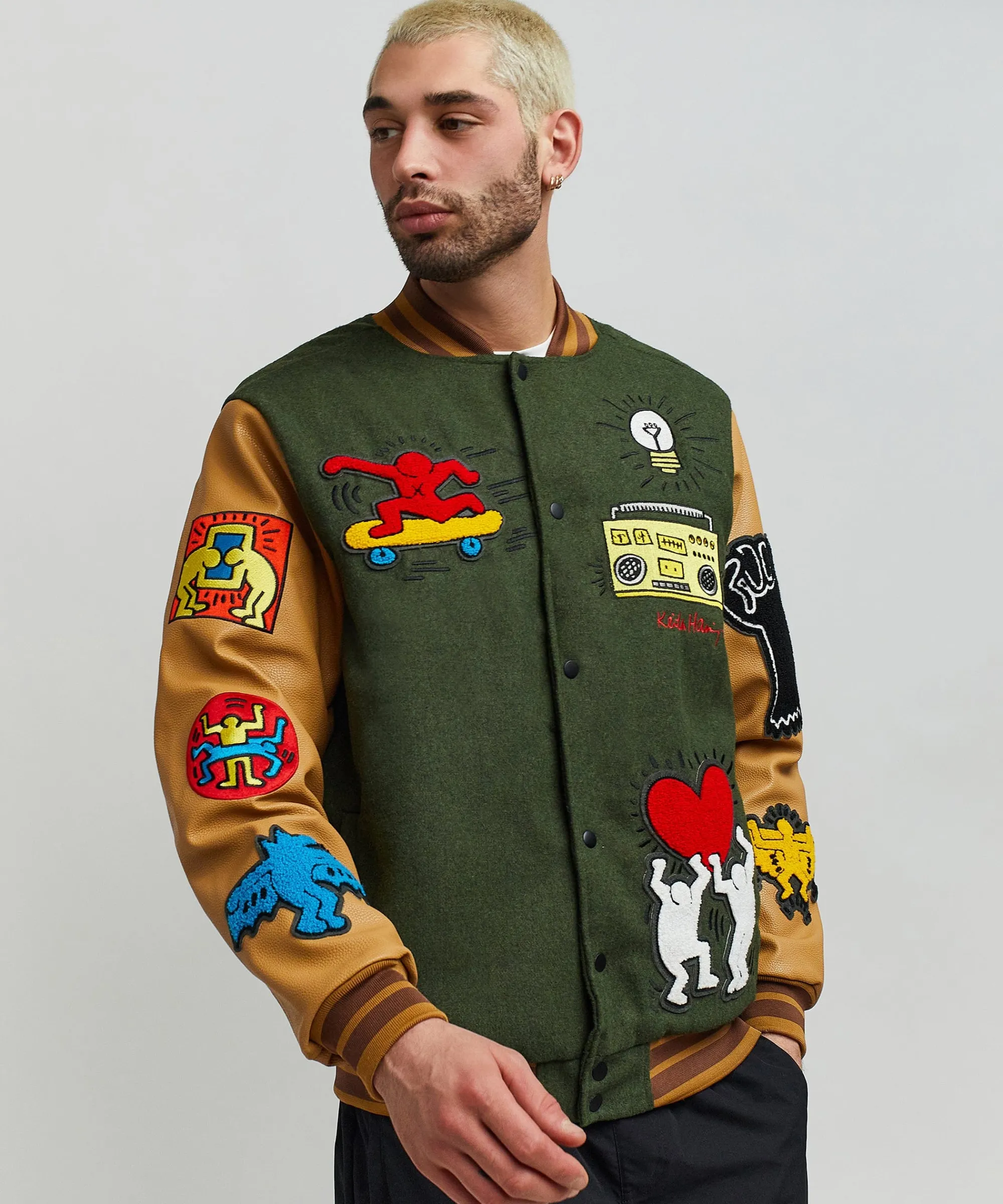 keith_haring_holding_hands_varsity_jacket_1.webp Shop Keith Haring Holding Hands Varsity Jacket Varsity Jackets