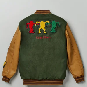 Shop Keith Haring Holding Hands Varsity Jacket Varsity Jackets