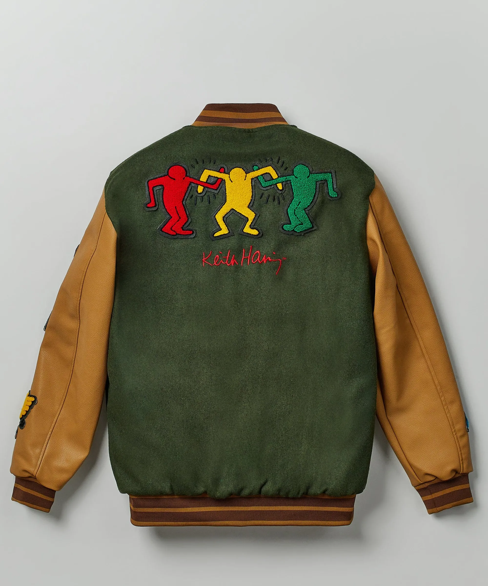 keith_haring_holding_hands_varsity_jacket_5.webp Shop Keith Haring Holding Hands Varsity Jacket Varsity Jackets