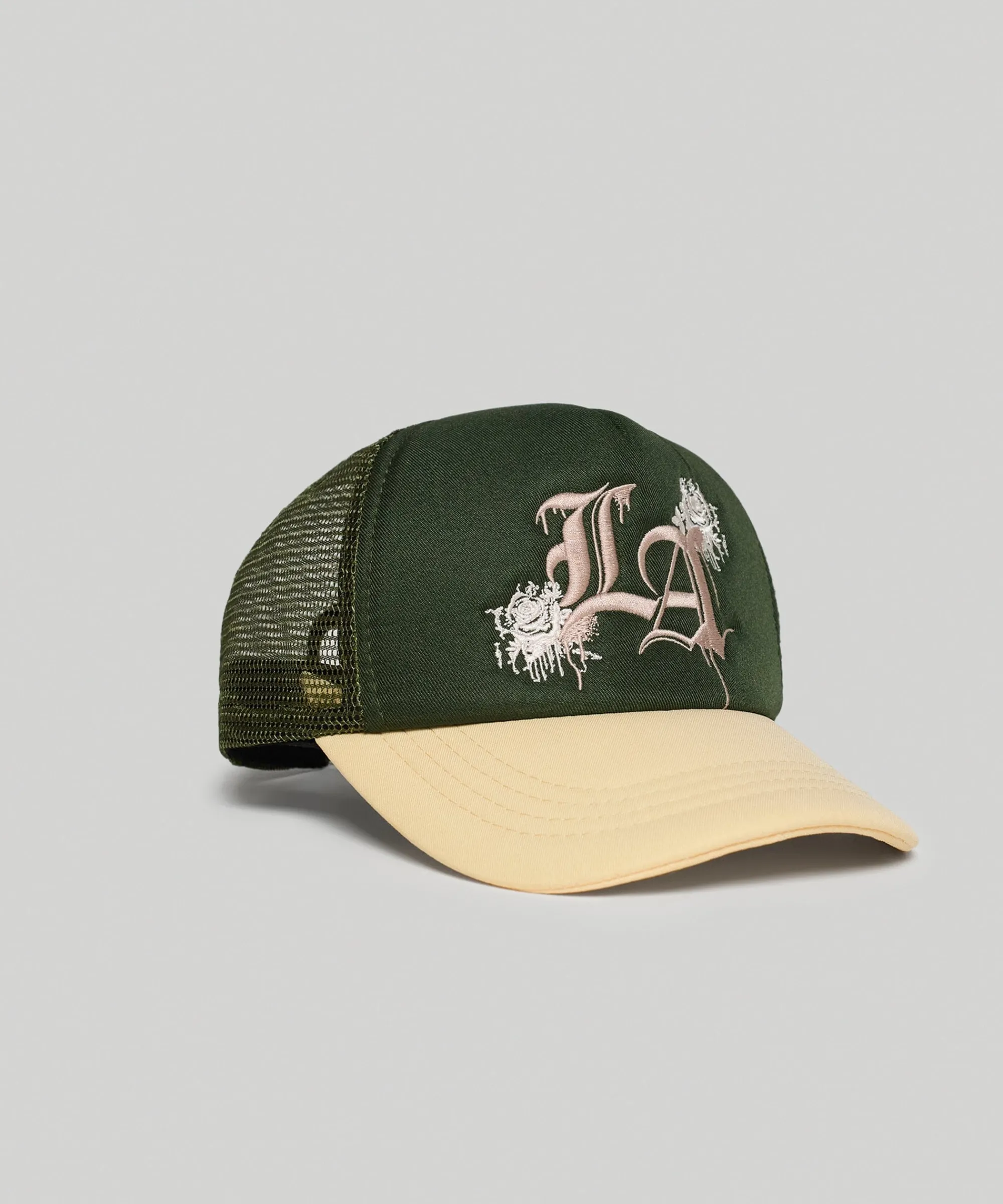 la_embroidery_trucker_hat__olive_green_1-1.webp Hot LA Embroidery Trucker Hat - Olive Green Hats