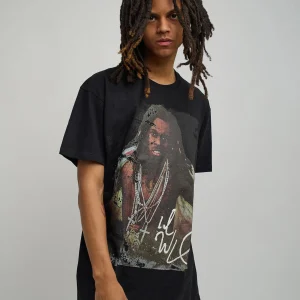Discount Lil Wayne Portrait Short Sleeve Tee - Black Graphic Tees