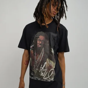 Discount Lil Wayne Portrait Short Sleeve Tee - Black Graphic Tees