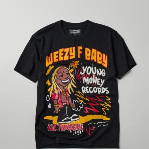 Best Sale Lil Wayne Real GS Front And Back Print Short Sleeve Tee - Black Graphic Tees