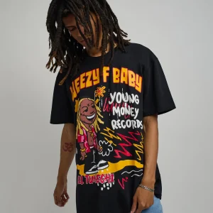Best Sale Lil Wayne Real GS Front And Back Print Short Sleeve Tee - Black Graphic Tees