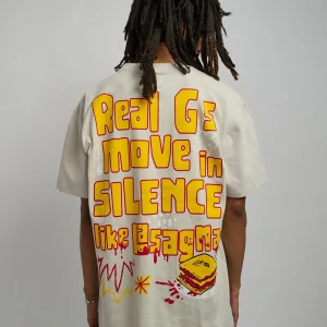 Clearance Lil Wayne Real GS Front And Back Print Short Sleeve Tee - Khaki Graphic Tees
