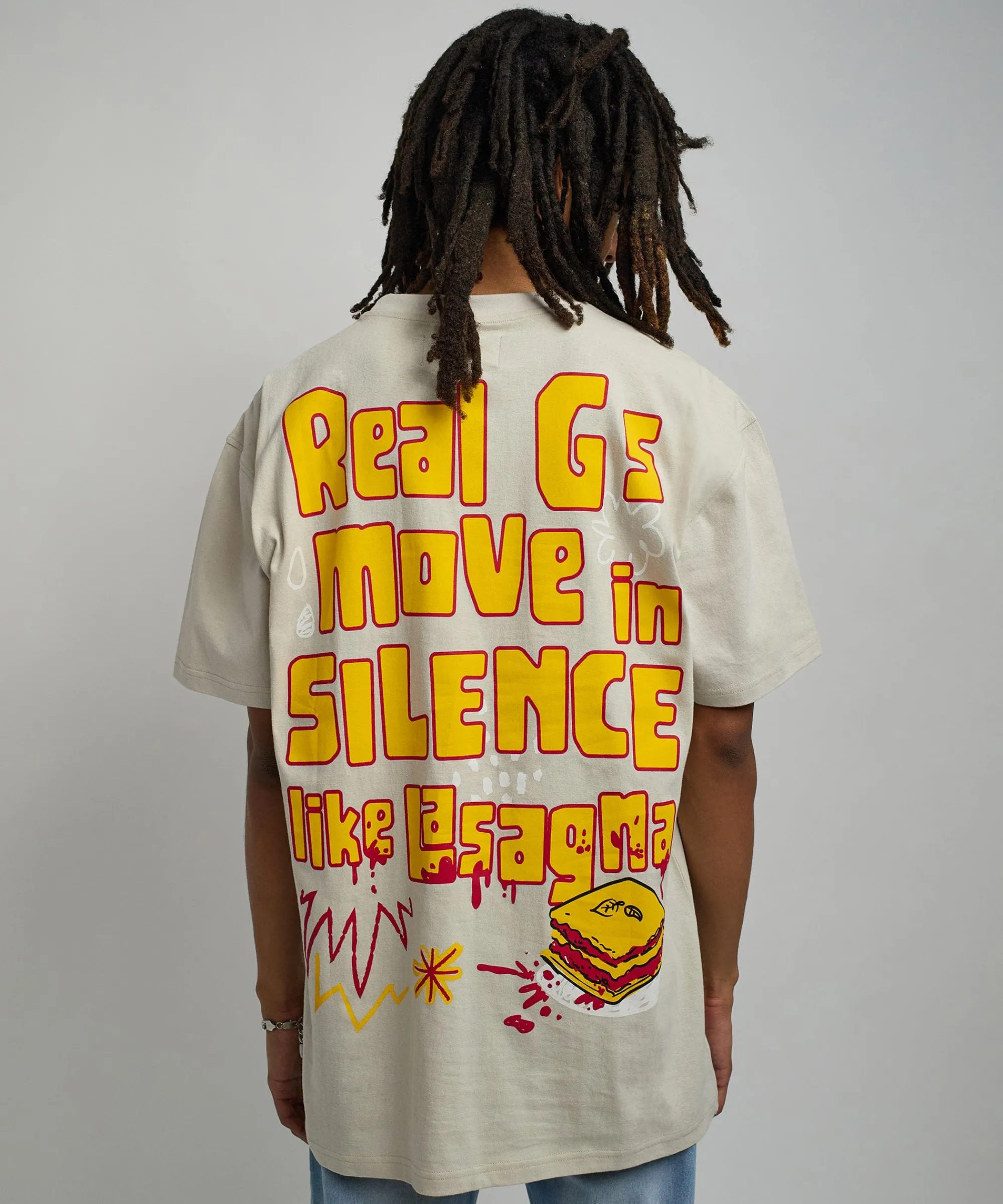 Clearance Lil Wayne Real GS Front And Back Print Short Sleeve Tee - Khaki Graphic Tees