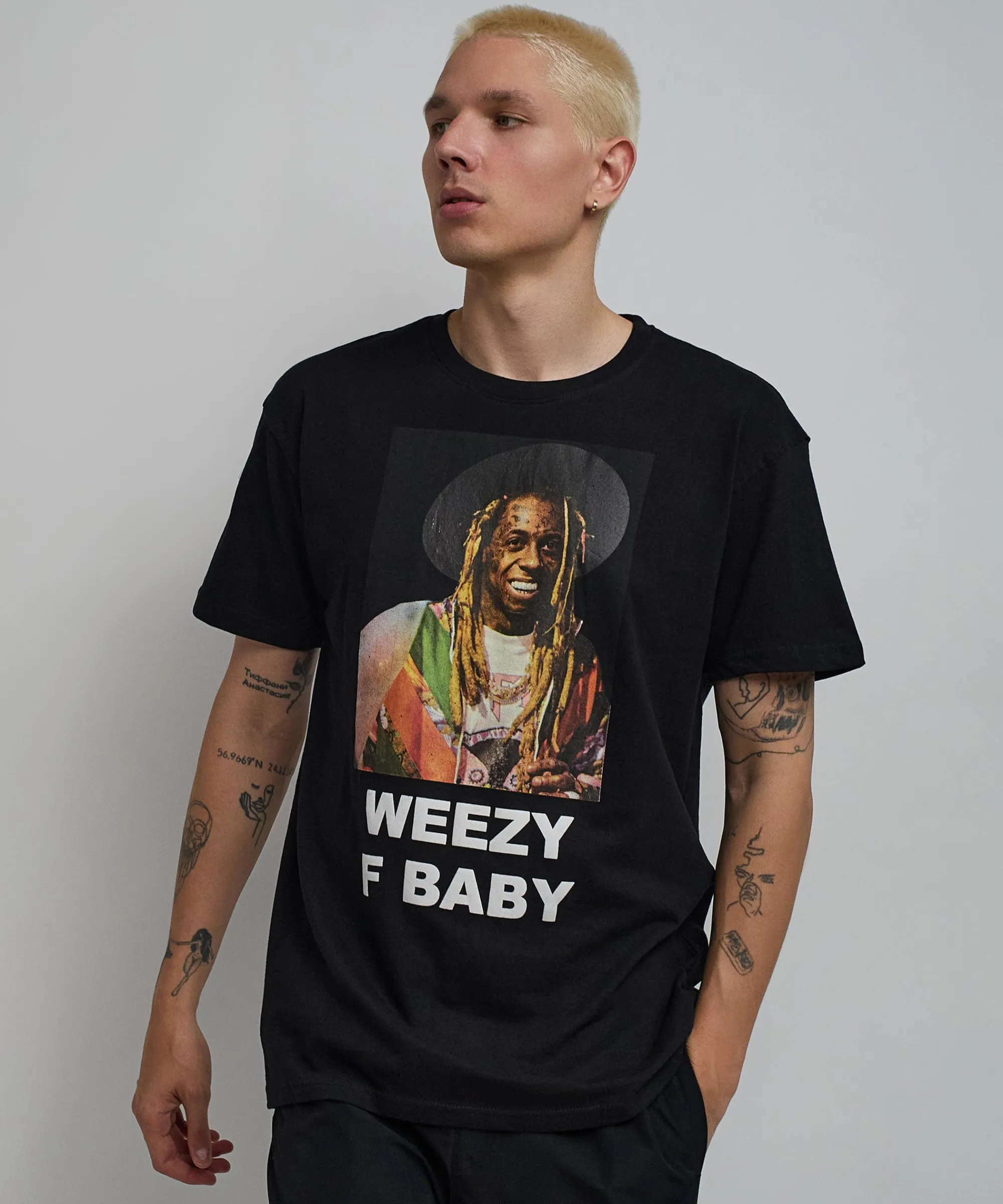 Cheap Lil Wayne Weezy F Baby Photo Short Sleeve Tee - Black Graphic Tees